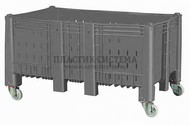 Крупногабаритный контейнер 1600х1050х875 мм перфорированный на колесах (Серый)